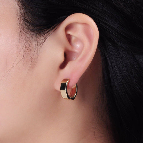 14K Gold Filled Hexagonal Huggies