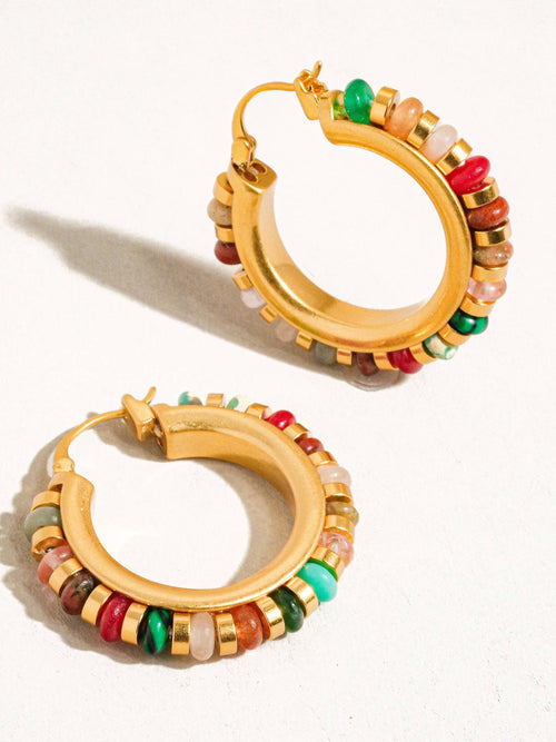 Capri 18K Gold Beaded Hoops