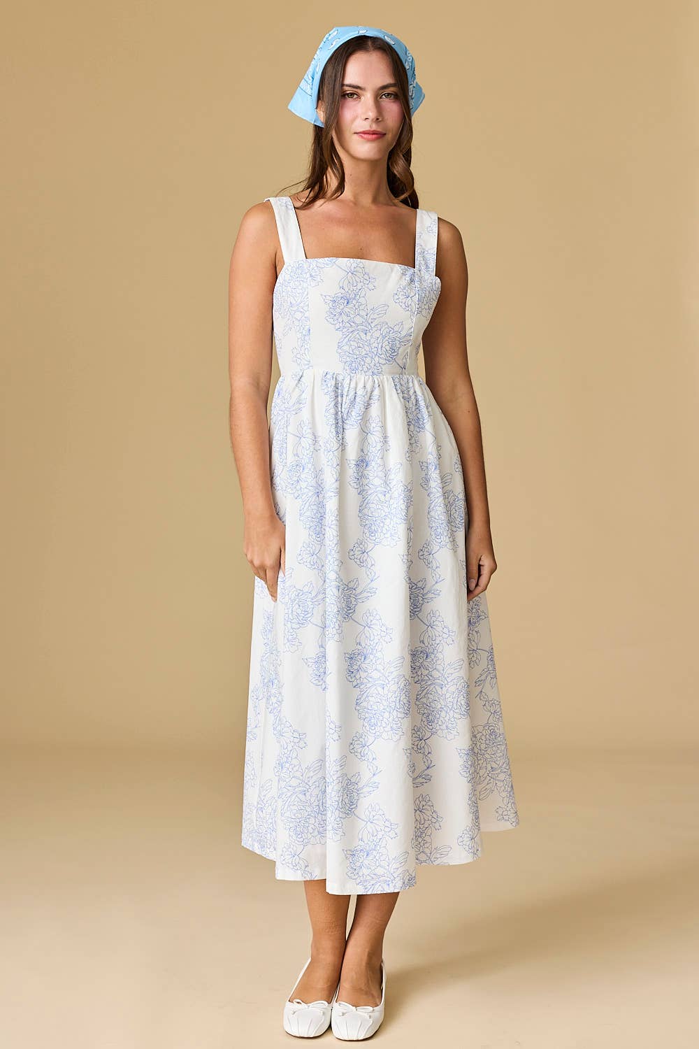 Chloe Sleeveless Midi Dress: Blue