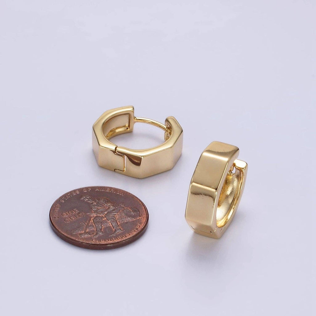 14K Gold Filled Hexagonal Huggies