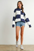 Trendy Checkered Sweater -TAUPE / IVORY