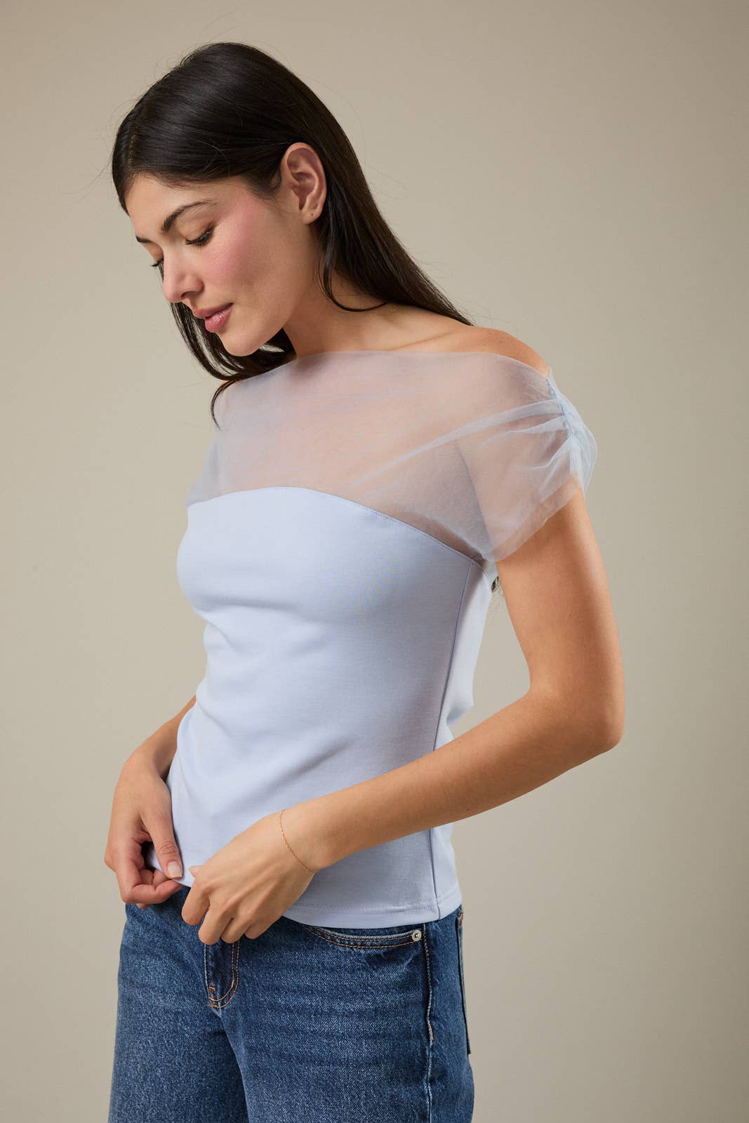 MESH CLOUD DRAPE TOP