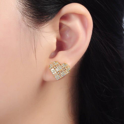 Baguette CZ Heart studs