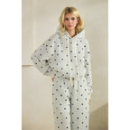 Polka Dot Bubble Hem Knit Hoodie