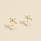 CZ Cross Gold Dip Stud Earrings: Gold, One, 4DE38057
