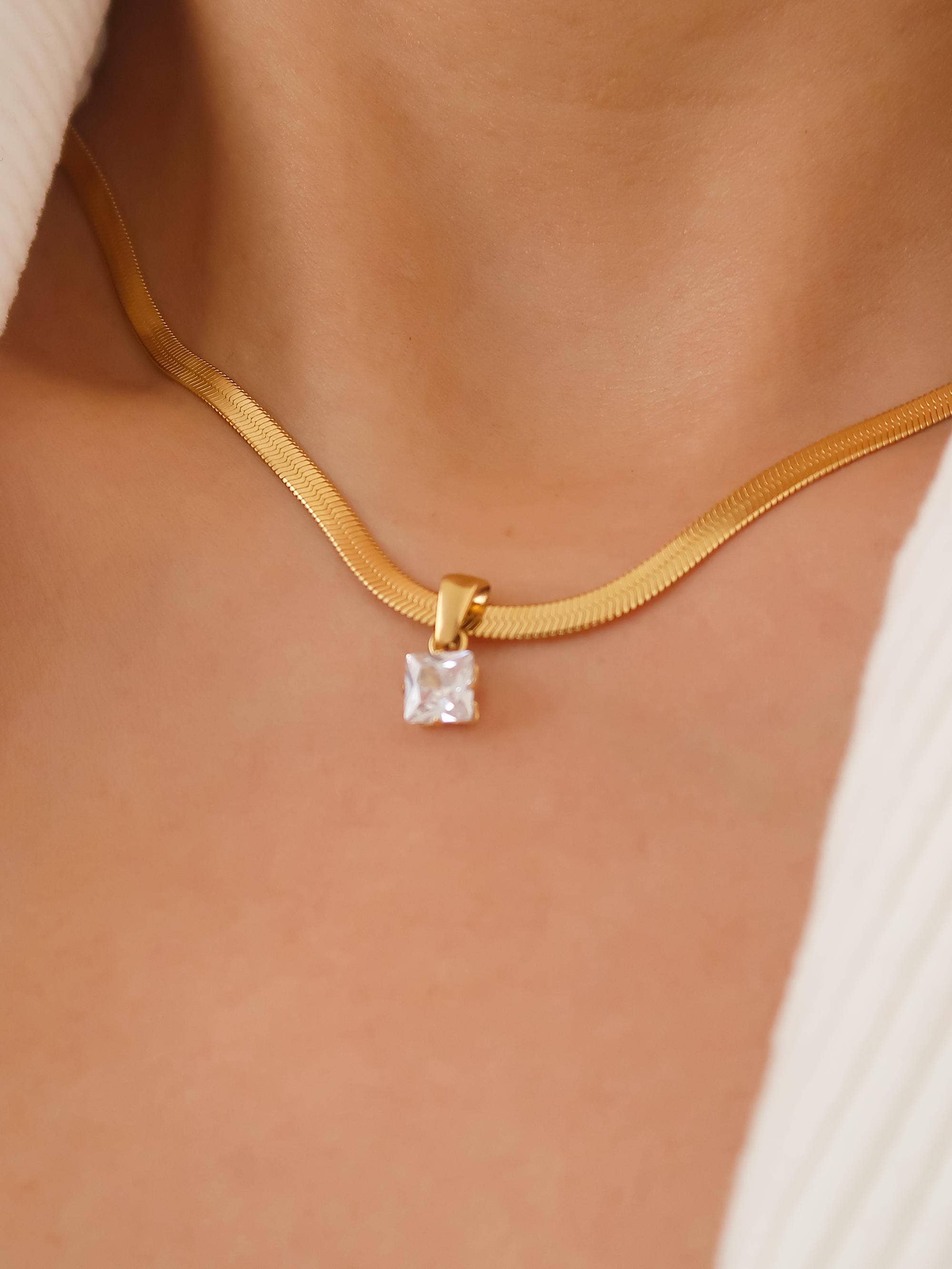 Blanc Non-Tarnish CZ Snake Chain Necklace