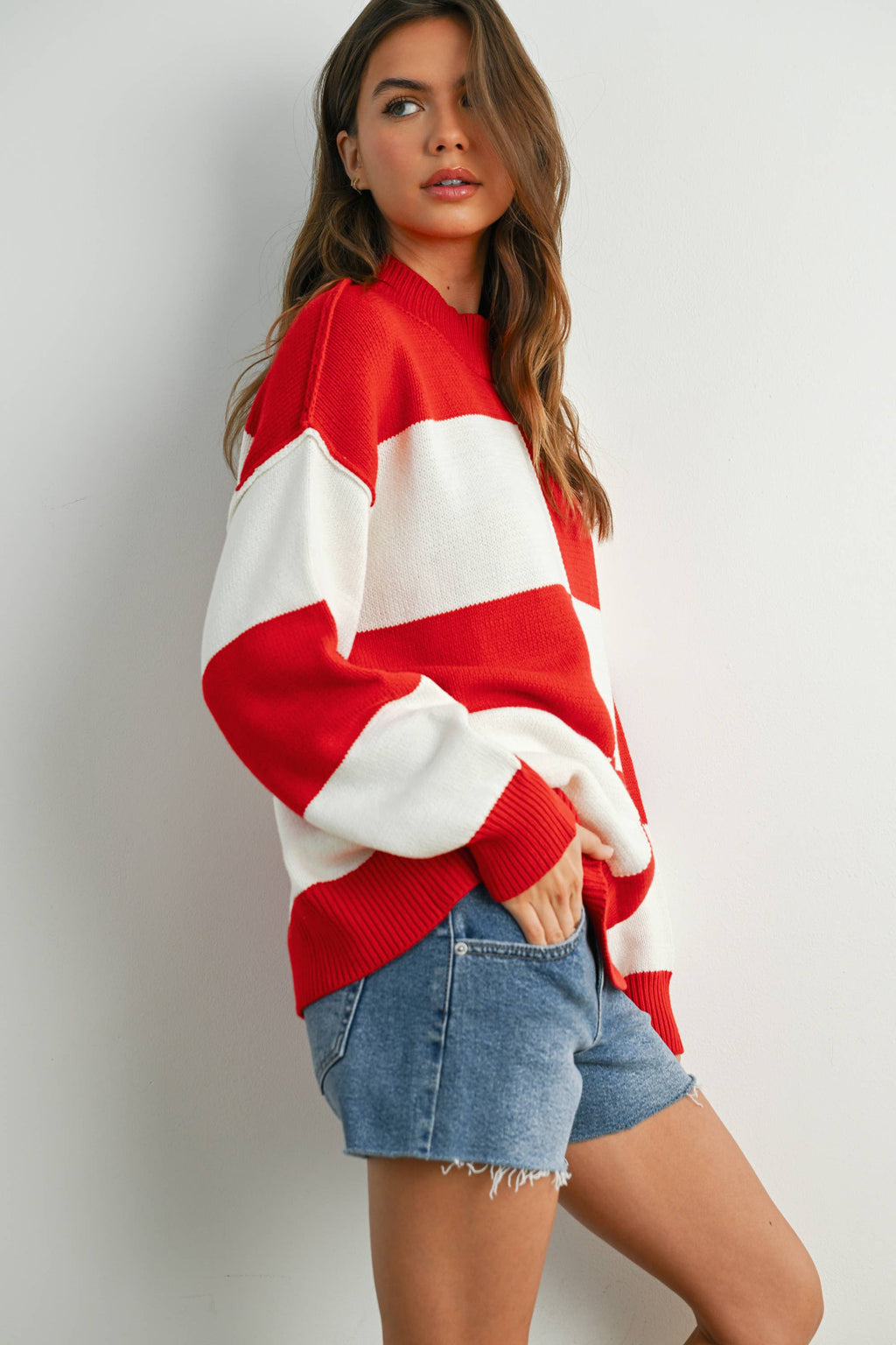 Trendy Checkered Sweater -TAUPE / IVORY