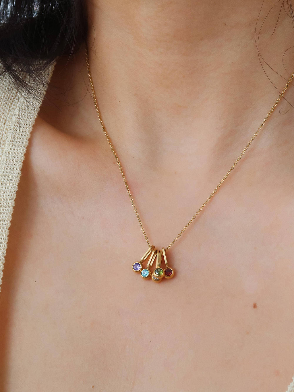 Non-Tarnish Five Stone Necklace