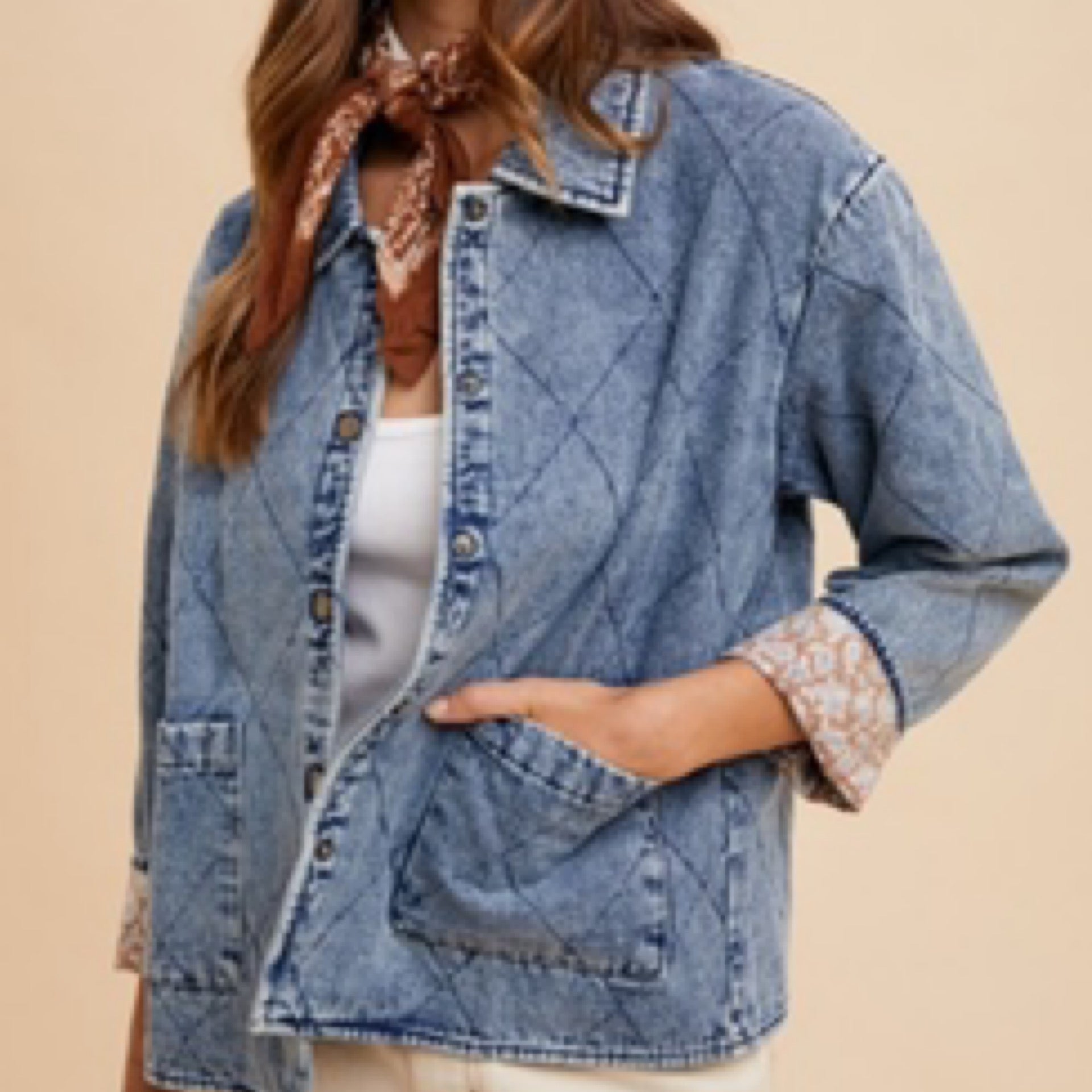 Lined Quilted Denim Jacket