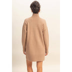 High Neck Sweater Mini Dress: Red