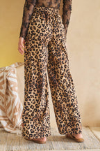 Leopard Printed Track Pants:Red