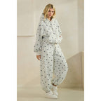 Polka Dot Bubble Hem Knit Hoodie