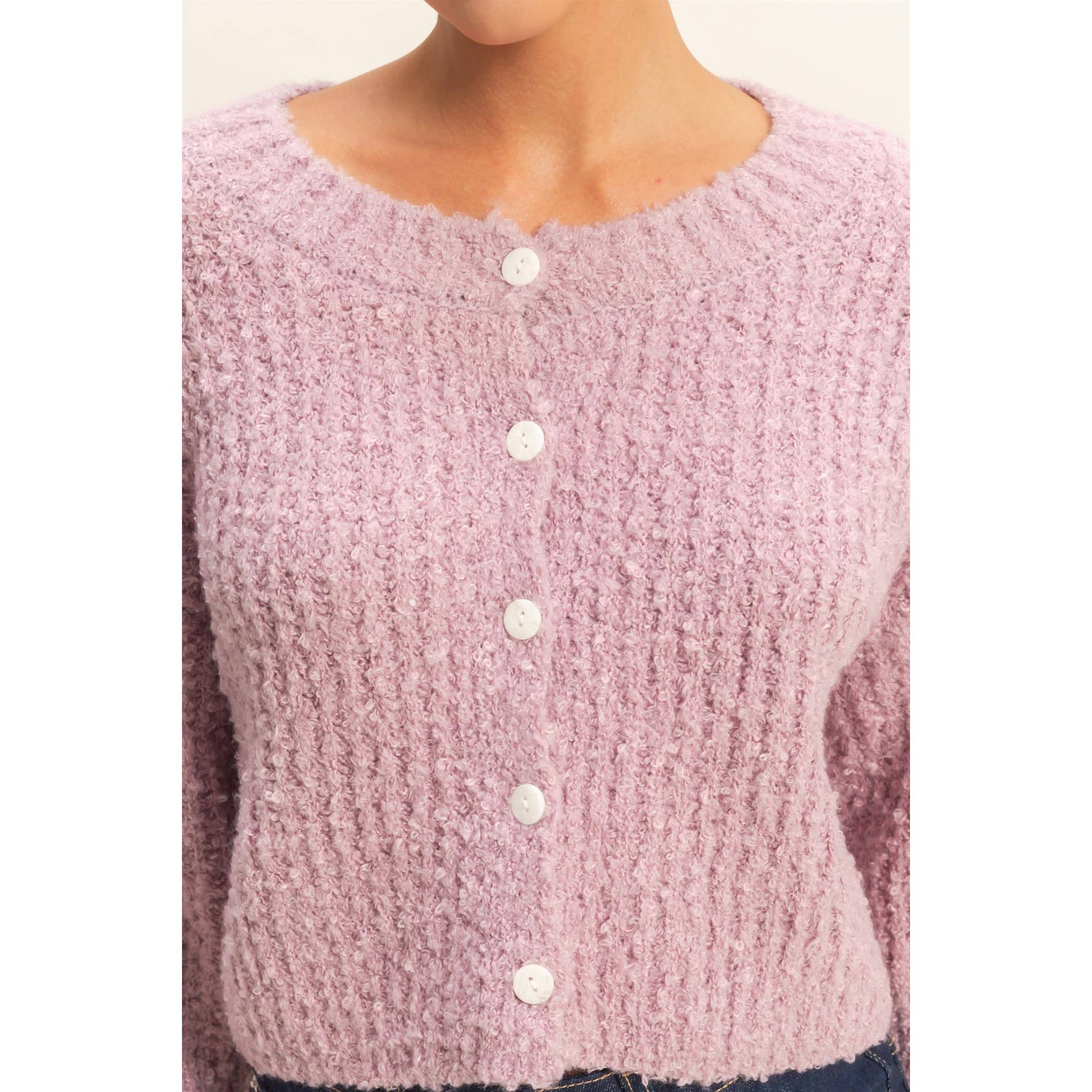 Fluffy Button-Up Cardigan