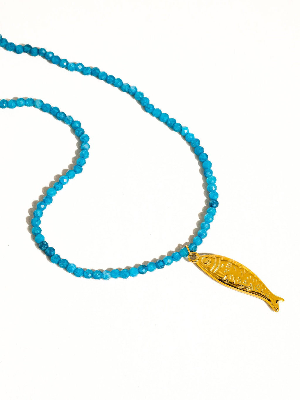Blue 18K Gold Non-Tarnish Fish Necklace