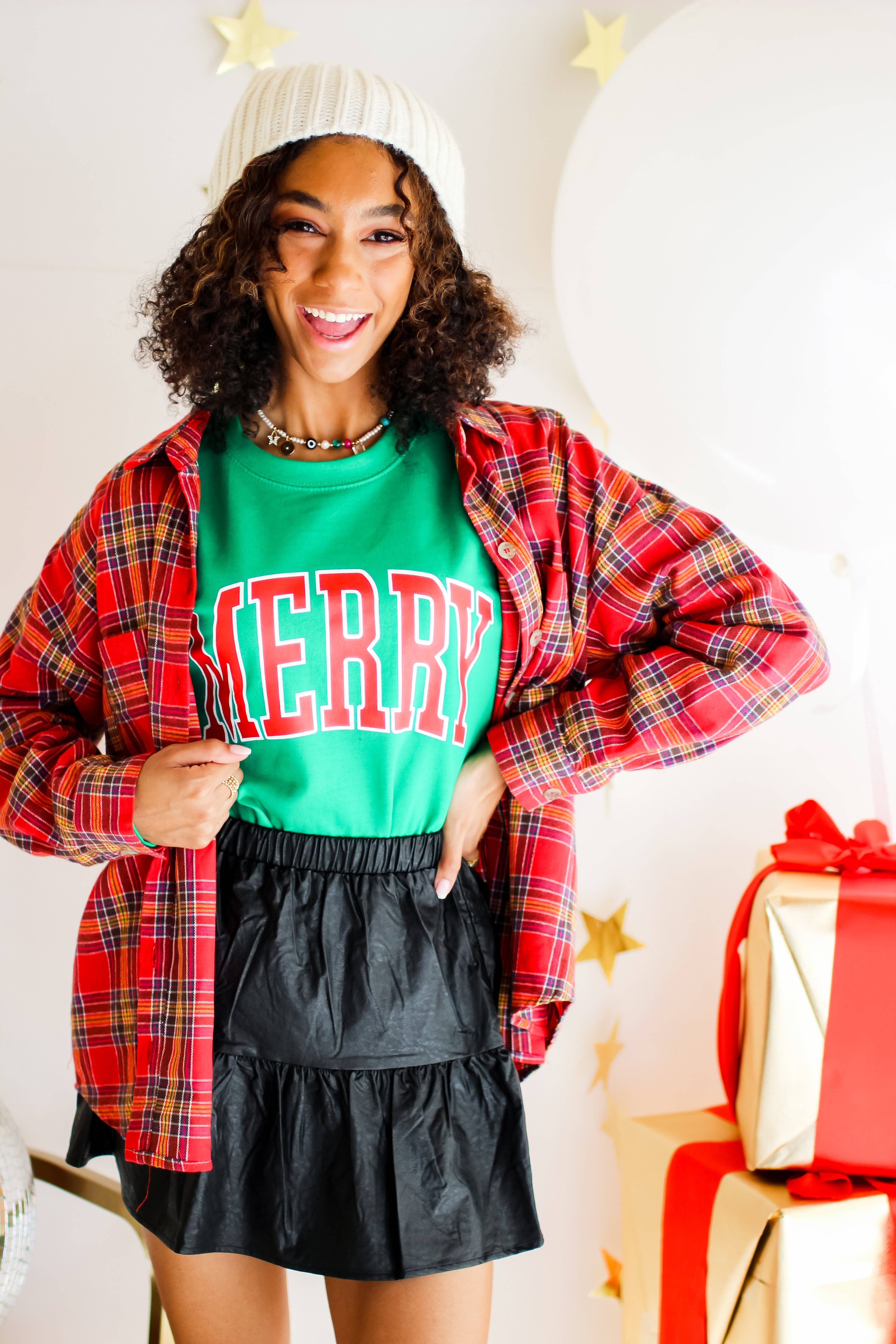 Merry Sweatshirt in Kelly Green: X-Large