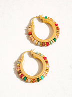Capri 18K Gold Beaded Hoops