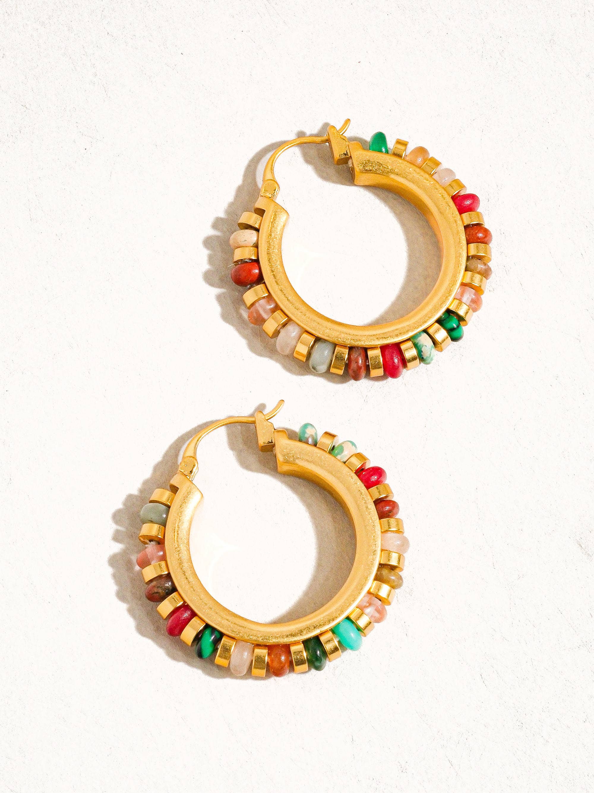 Capri 18K Gold Beaded Hoops