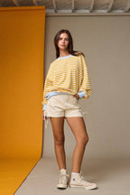 Striped Relaxed Fit Pullover: Yellow