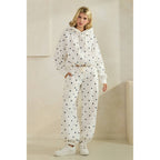 Polka Dot Bubble Hem Knit Hoodie