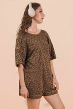 Leopard Knit Comfy Romper