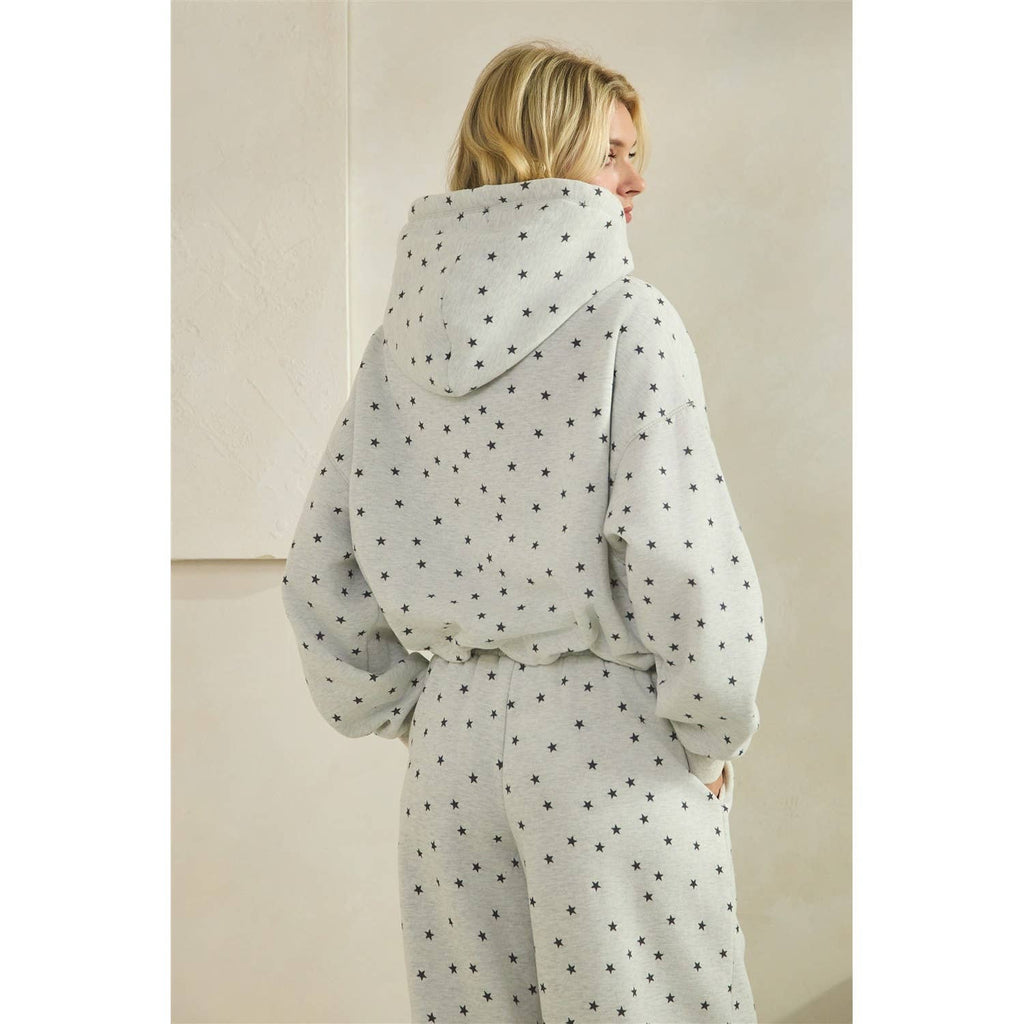 Polka Dot Bubble Hem Knit Hoodie