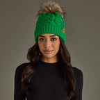 Bright Green Cable Knit Pom Hat