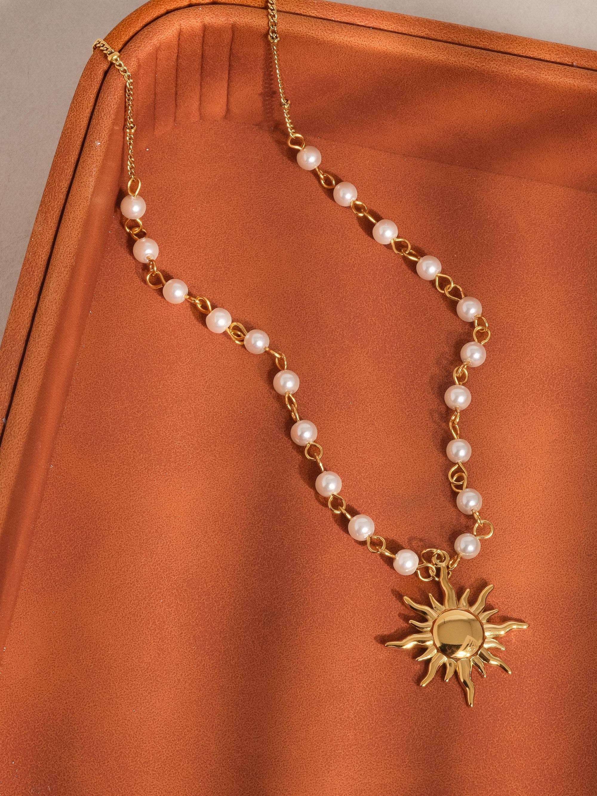 Non-Tarnish Sun Beaded Necklace