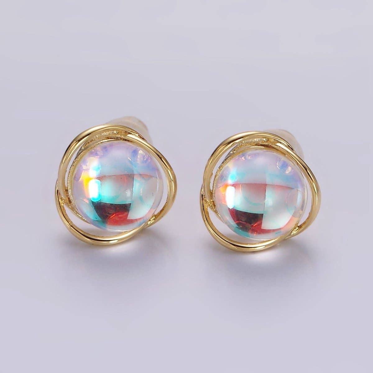 14K Gold Filled Iridescent CZ Studs