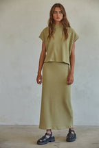 Knit Mock Neck Top:Pumpkin