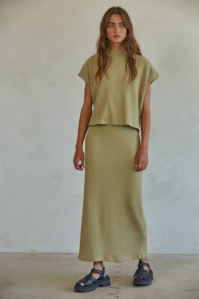 Knit Mock Neck Top:Pumpkin