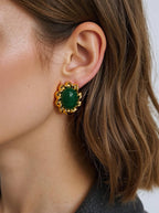 Eulie Non-Tarnish Vintage Stone Earrings