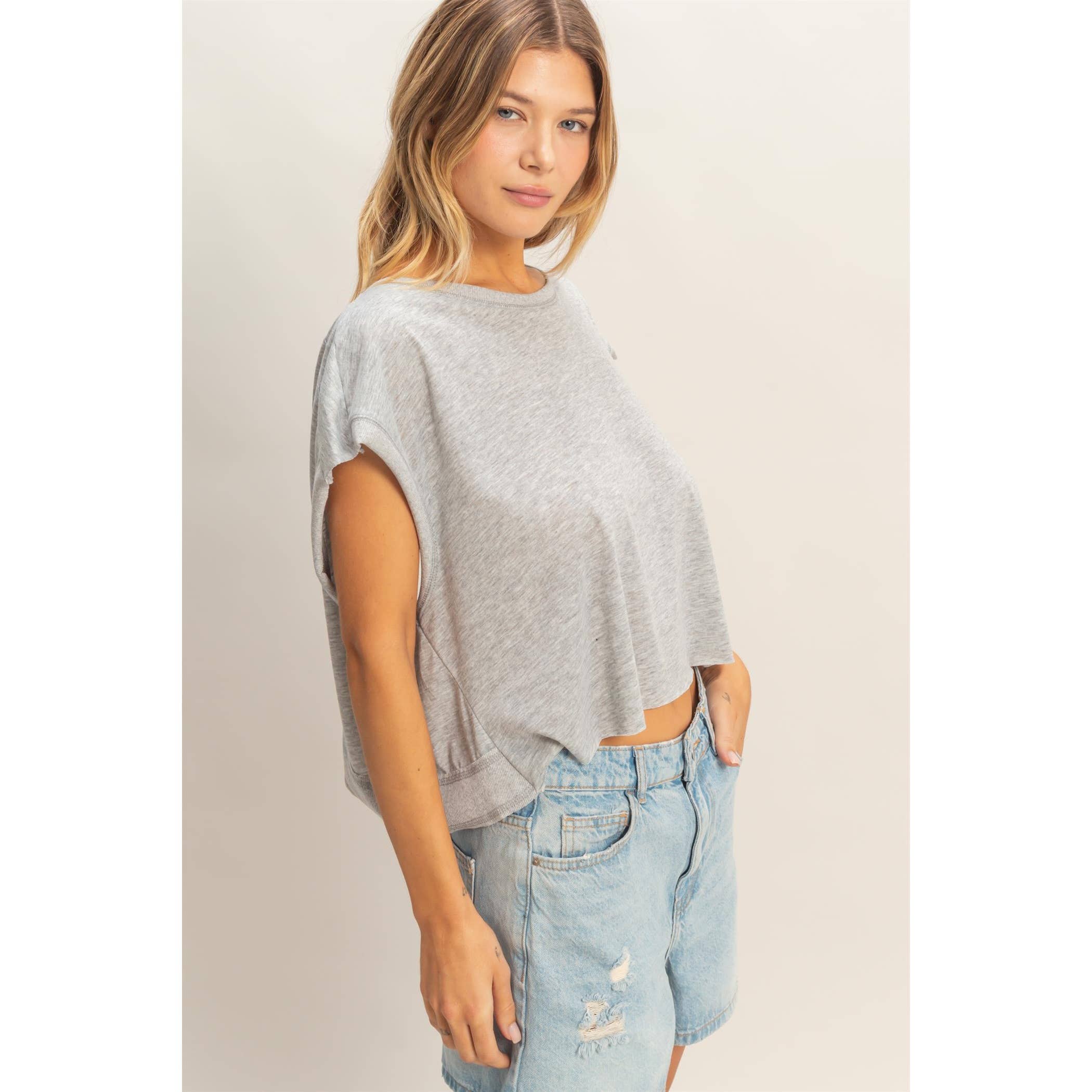 Boxy Open Back Top: HEATHER