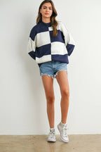 Trendy Checkered Sweater -TAUPE / IVORY