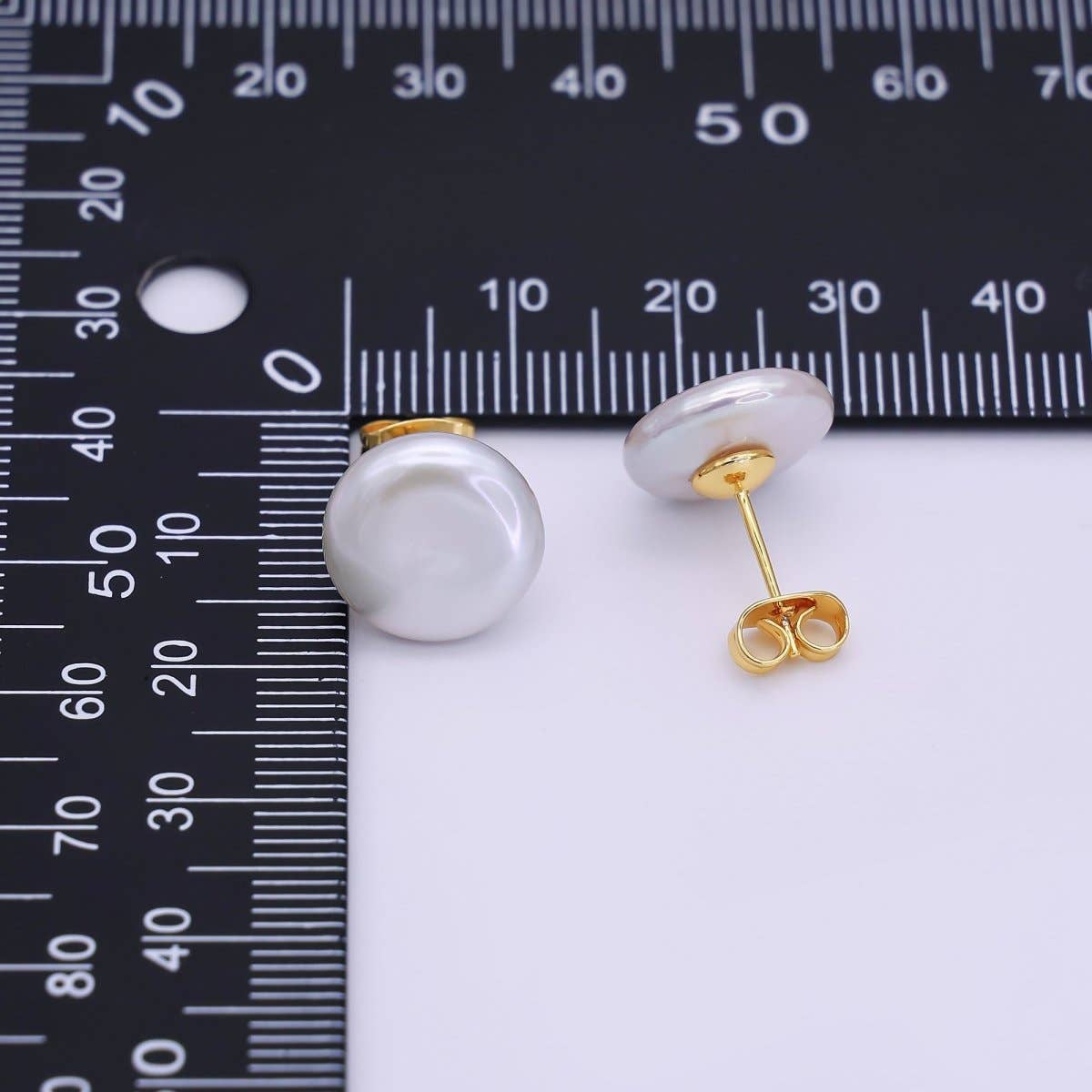 24K Gold Filled Pearl Round Studs