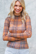 Checkered Mesh Long Sleeve