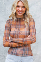 Checkered Mesh Long Sleeve