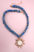 Braided Blue Scarf Necklace