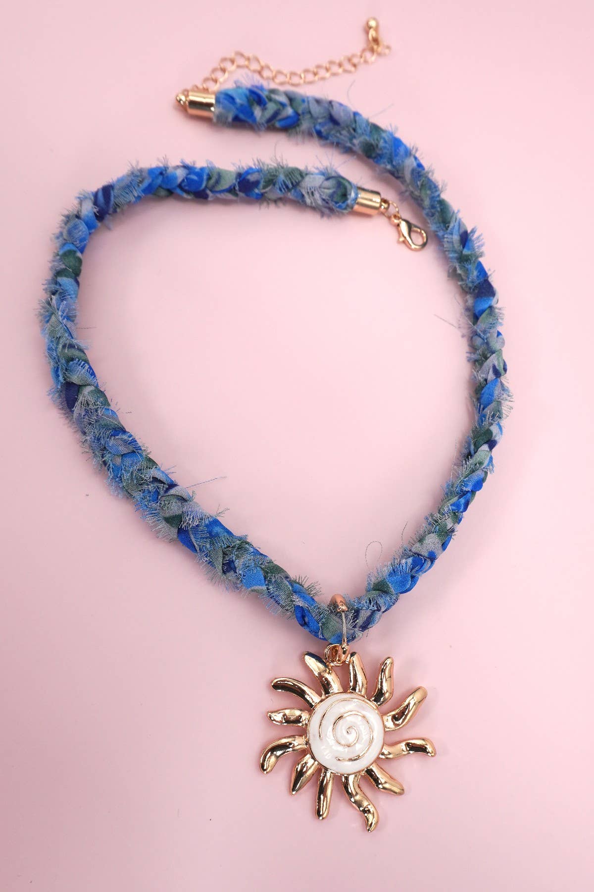 Braided Blue Scarf Necklace