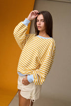 Striped Relaxed Fit Pullover: Yellow