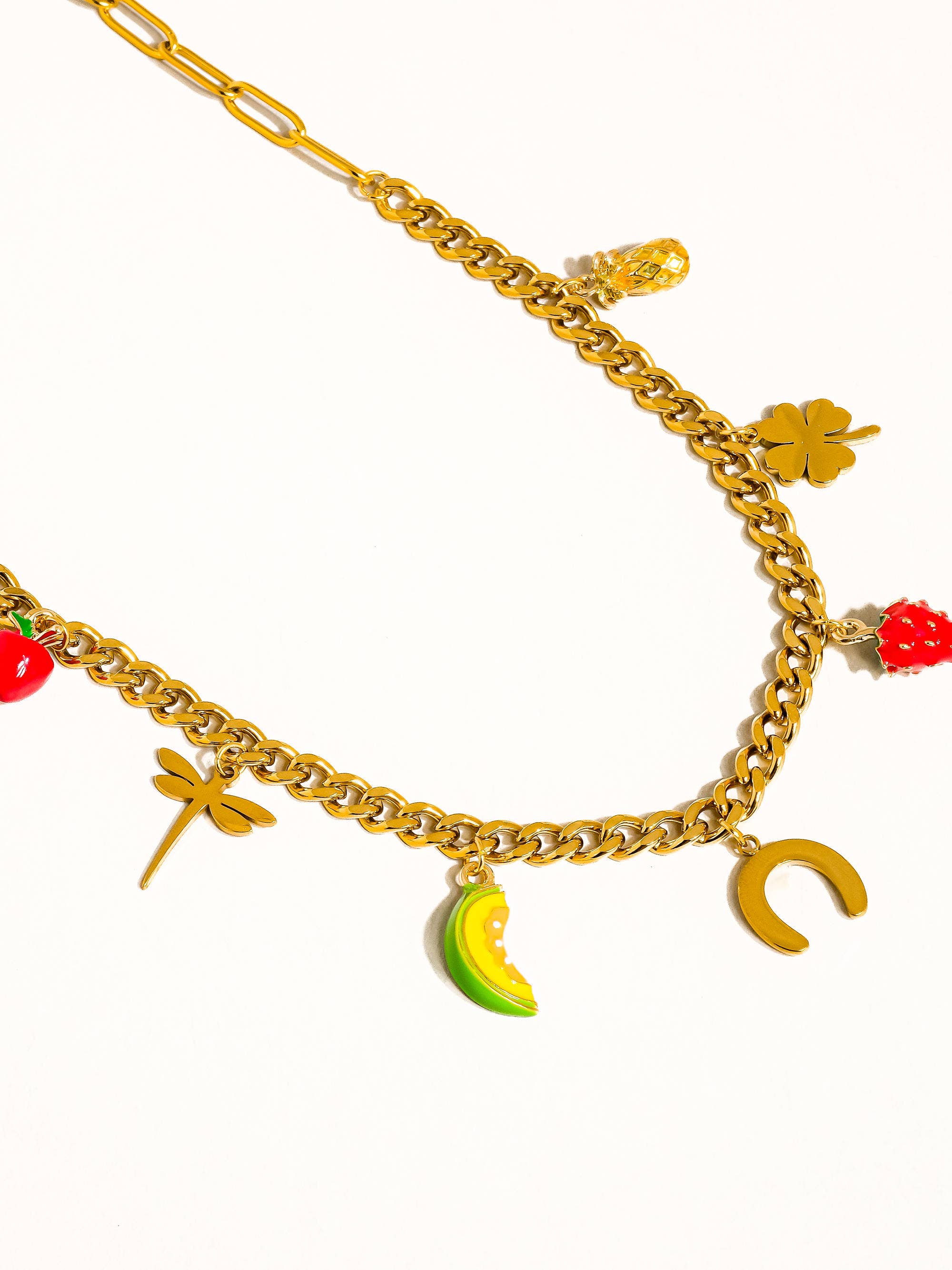 Gold Non-Tarnish Fruit Charms Necklace