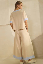 Gingham Ivory  Top And Pants Set