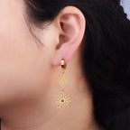 CZ Gold Flower Earrings
