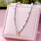 Pink & Brown Natural Semi Precious Charm Necklace