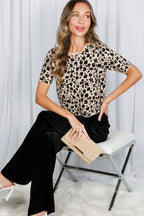 Leopard Print Short Sleeve Sweater