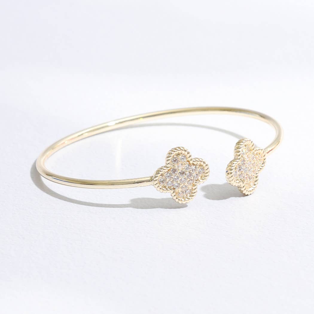 Gold CZ Clover Bracelet