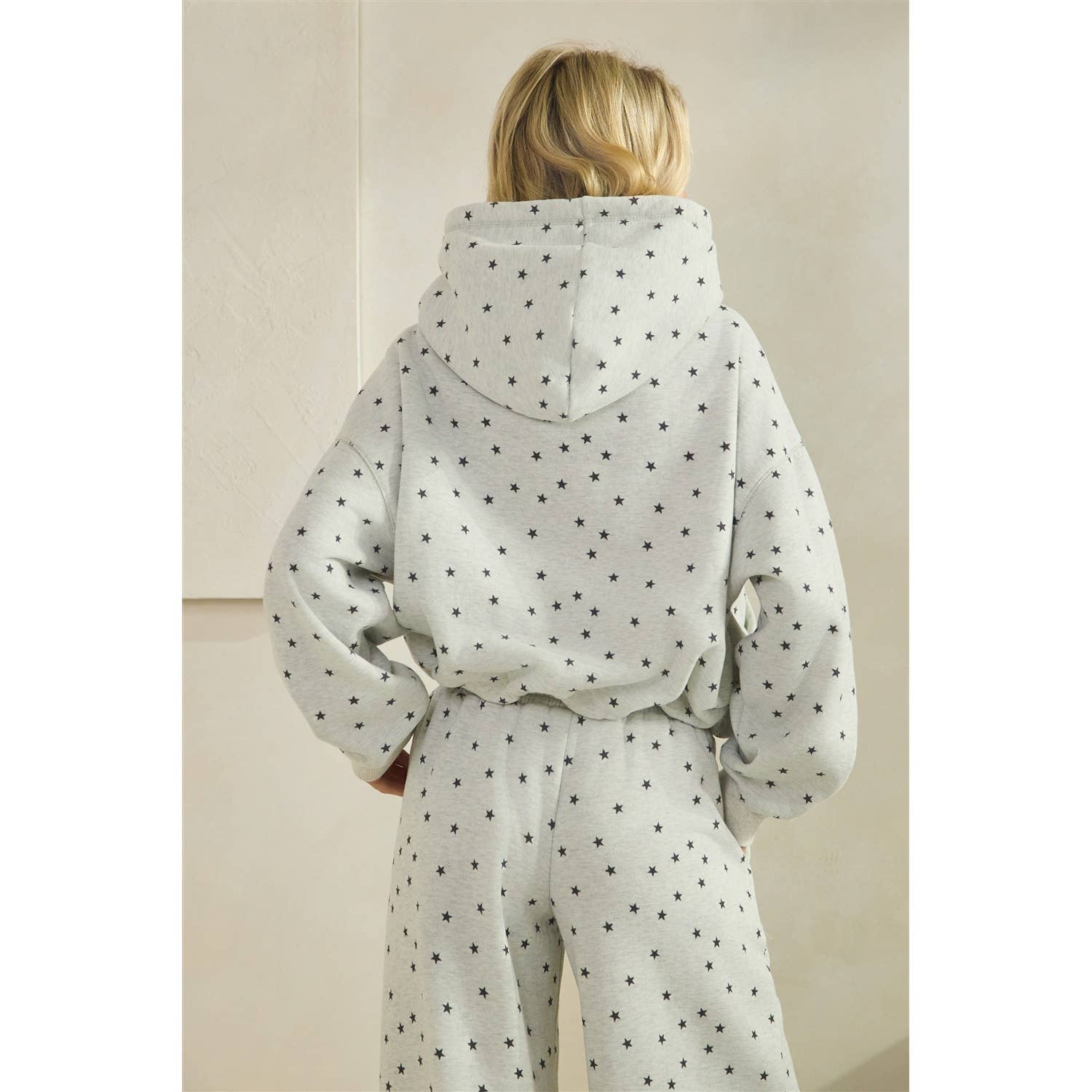 Polka Dot Bubble Hem Knit Hoodie