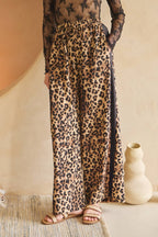 Leopard Printed Track Pants:Red