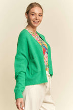 SOLID LONG SLEEVE LOOSE FIT POCKETS CARDIGAN: BUBBLE PINK, M