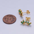 24K Gold Filled Green Flower Studs