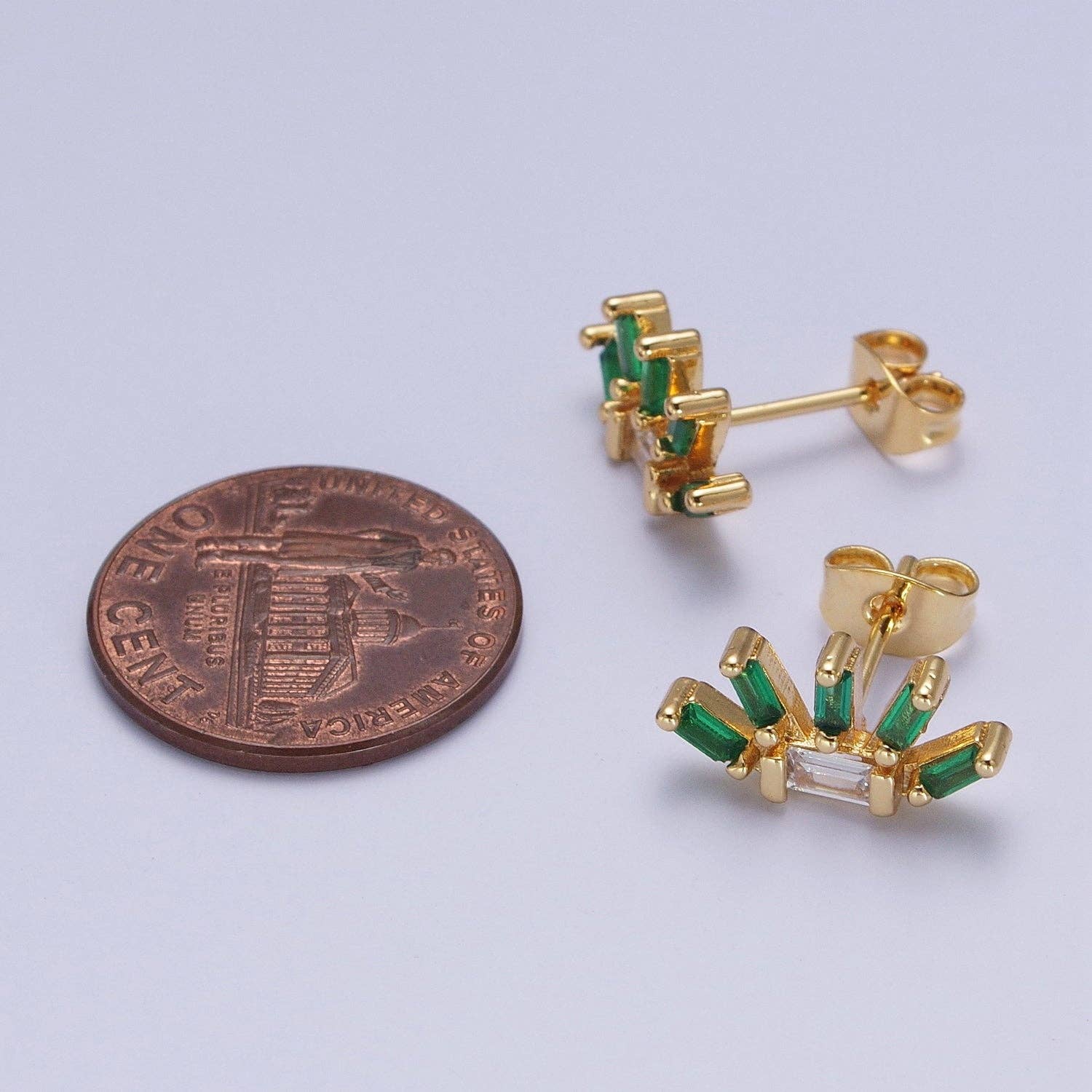 24K Gold Filled Green Flower Studs
